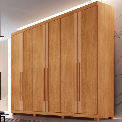Guarda-Roupa 100% MDF 6 Portas 6 Gavetas com Pés Istambul Off White/Marromle