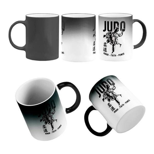 Caneca Mágica Judô Honra Fé Poder Escrita Japonês Lutador - 1