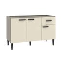 Ver imagem 1 de Balcão Pia para Cozinha Max 120 X 84 Cm 1 Gaveta 3 Portas Mdp Cinza Champanhe - Clicklar