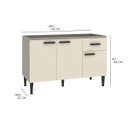 Ver imagem 2 de Balcão Pia para Cozinha Max 120 X 84 Cm 1 Gaveta 3 Portas Mdp Cinza Champanhe - Clicklar