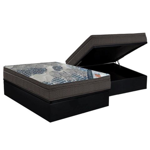 Cama Box Baú Casal: Colchão Molas Superpocket Ensacadas Ortobom Iso + Base Crc Courano Black (
