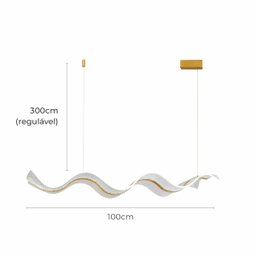 Pendente Moderno Led Integrado 100cm 31w Dourado Bivolt 3em1 - 8
