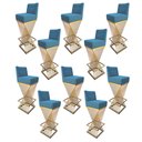 Ver imagem 1 de Kit 10 Banquetas Luma Base de Ferro Sued Azul Tiffany - D'classe Decor
