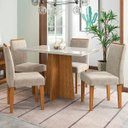 Ver imagem 2 de Conjunto Sala de Jantar Ana com 4 Cadeiras Ana Ype Offwhite Linho Marrom Claro