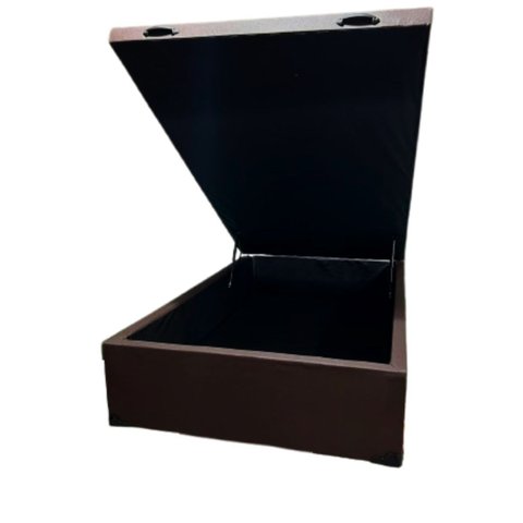 Cama Box Baú Casal Padrão - 48cm de Altura Corino Linho Marrom