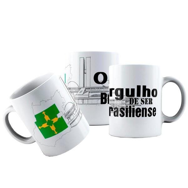 Caneca Cerâmica Bandeira Brasília Orgulho Brasiliense - 1