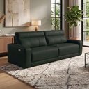Ver imagem 4 de Sofá 3 Lugares Rettrátil Reclinável Elétrico 224cm Mazi L06 Couro Verde Escuro - Lyam Decor