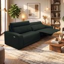 Ver imagem 3 de Sofá 3 Lugares Rettrátil Reclinável Elétrico 224cm Mazi L06 Couro Verde Escuro - Lyam Decor