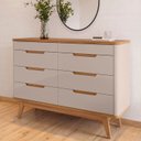 Ver mais imagens de Cômoda 8 Gavetas com Organizador Tampo e Base de 2,5cm Vicenza Bege/Off White/Cedro