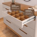 Ver imagem 5 de Cômoda 8 Gavetas com Organizador Tampo e Base de 2,5cm Vicenza Bege/Off White/Cedro