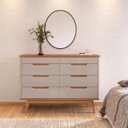 Ver imagem 1 de Cômoda 8 Gavetas com Organizador Tampo e Base de 2,5cm Vicenza Bege/Off White/Cedro
