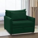 Ver imagem 2 de Poltrona Cama Retrátil Solteiro com Rodízio Cloe Bouclê Verde E03 - D’Rossi