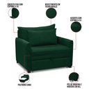 Ver imagem 3 de Poltrona Cama Retrátil Solteiro com Rodízio Cloe Bouclê Verde E03 - D’Rossi