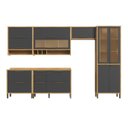 Ver imagem 3 de Cozinha Completa Modulada 100% MDF 6 Peças 12 Portas 4 Gavetas e Vidro 354cm Vicenza Espresso Móveis Cinza/Amêndoa/Chumbo