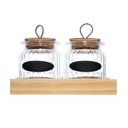 Ver imagem 1 de Kit com 2 Potes de Vidro 260ml e Suporte em Madeira