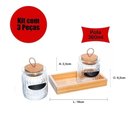 Ver imagem 3 de Kit com 2 Potes de Vidro 260ml e Suporte em Madeira