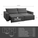 Ver imagem 4 de Sofa Cama 240cm Retratil e Reclinavel 4 Lugares Nepal