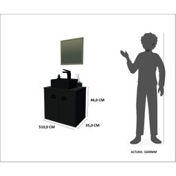 Gabinete Banheiro Armario Cuba Pia 100% Mdf - Pompeia 51 Cm - 5
