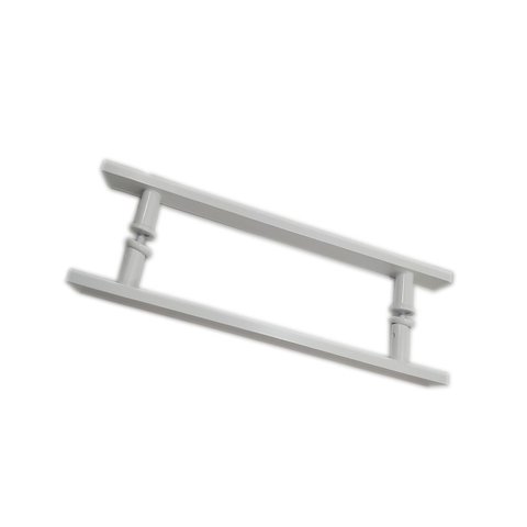 Puxador H duplo 40x30cm reto barra chata para porta de vidro e portão - Branco