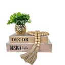 Ver imagem 1 de Decoração Dupla Livro + Vaso Cachepô Dourado e Enfeite Colar