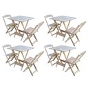 Ver imagem 1 de Kit 4 Jogos De Mesa Dobravel Com 2 Cadeiras De Madeira 70X70 - Sem Pint - Marrom