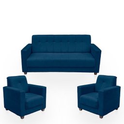 Sofá + 2 Poltrona para Sala de Estar Moderno Confortável Veneza Suede - 1