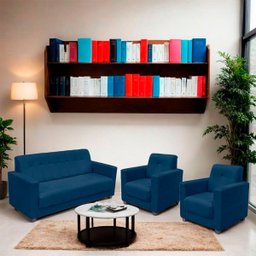 Sofá + 2 Poltrona para Sala de Estar Moderno Confortável Veneza Suede - 2