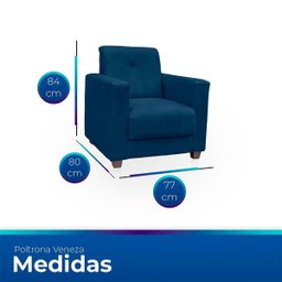 Sofá + 2 Poltrona para Sala de Estar Moderno Confortável Veneza Suede - 6