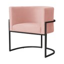 Ver imagem 2 de Poltrona Luana Veludo Rosa Base Preta Sala Luxo - Fm