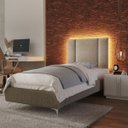 Ver imagem 2 de Cabeceira Estofada Iluminação Led Cama Box Solteiro 90 Cm:veludo Bege