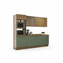 Ver imagem 3 de Armário de Cozinha Modulada Completa Reta 7 Peças 2,70m Botanic Kappesberg - Nogueira/Verde Oliva