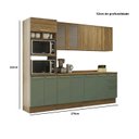 Ver imagem 2 de Armário de Cozinha Modulada Completa Reta 7 Peças 2,70m Botanic Kappesberg - Nogueira/Verde Oliva