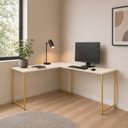 Ver imagem 2 de Mesa em L sem Prateleira Office em MDF Estilo Industrial Klm Store