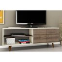 Ver imagem 5 de Rack Bancada P/ Tv até 60 Pol Retrô C/ 2 Portas 160cm Off White/rustico - Movelbento