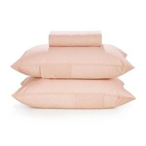 Lençol com Elástico King Karsten 150 Fios 100% Algodão com Fronha Nuance Rosa Chá