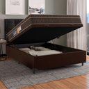Ver imagem 3 de Cama Box Baú Casal Colchão Espuma Orthoface Polar 138x188x25cm Marrom - Suporta Até 120kg Por