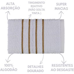 Jogo de Toalha Montreal 2 Banhão + 2 Rosto + 2 Tapete Piso Luxuoso 100% Algodão Branco - 3