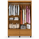 Ver imagem 4 de Guarda Roupa Solteiro Romeu 4 Portas 2 Gavetas 120cm com Cabideiro Mel - Rede Móveis