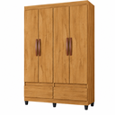 Ver imagem 5 de Guarda Roupa Solteiro Romeu 4 Portas 2 Gavetas 120cm com Cabideiro Mel - Rede Móveis
