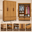Ver imagem 2 de Guarda Roupa Solteiro Romeu 4 Portas 2 Gavetas 120cm com Cabideiro Mel - Rede Móveis