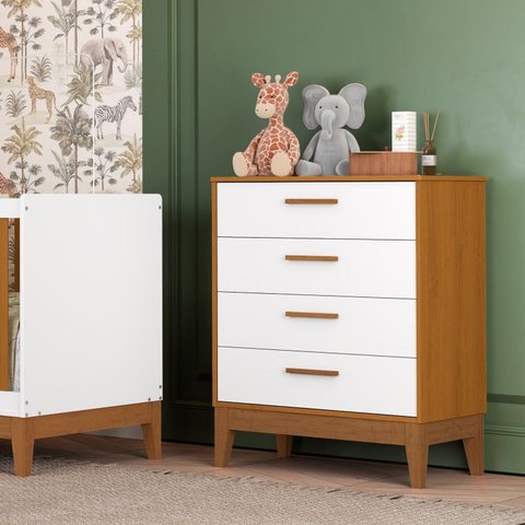 Cômoda Gaveteira para Quarto de Bebê Flip Branco/Fosco/Savana