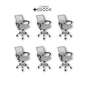 Ver imagem 3 de Kit 6 Cadeiras de Escritório Begonia Mesh Ergonômico Cinza + E-book