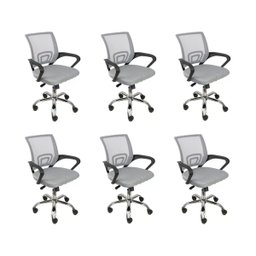 Kit 6 Cadeiras de Escritório Begonia Mesh Ergonômico Cinza - 2