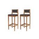 Ver imagem 2 de Kit 2 Banquetas Assento Encosto Estofado em Linho Hellen:mel com Linho Chumbo