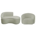 Ver imagem 2 de Kit Divã Recamier Orgânico Marrocos 150cm Lado Direito e 1 Poltronas Amore Bouclé Verde Oliva