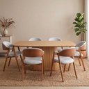 Ver imagem 1 de Conjunto Mesa de Jantar Orgânica 180cm com 6 Cadeiras Estofadas Gaia Yescasa