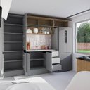 Ver imagem 6 de Cozinha Planejada 5 Peças 3 Aéreos 1 Balcão 1 Paneleiro Nara CabeCasa MadeiraOriginals Marrom/Avena/C