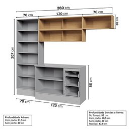 Cozinha Modulada 5 Peças 3 Aéreos 1 Balcão 1 Paneleiro Nara Cabecasa Madeiramadeira - 4