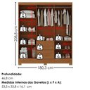 Ver imagem 3 de Guarda Roupa Casal 6 Portas com Espelho Primor 181 cm Cinamomo Zanz