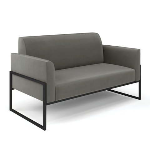 Sofá Namoradeira Base Industrial Alta Preto Marisa Suede Grafite D03 - D’Rossi